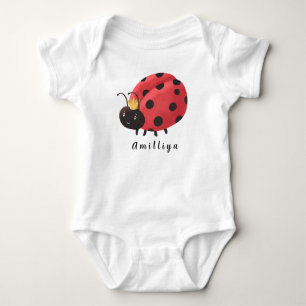 Body Para Bebé Mariquita Nombre Personalizado Lindo Moderno