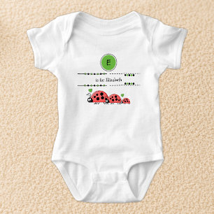 Body Para Bebé Mariquitas añaden nombre negro y verde