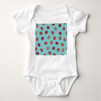 Mariquitas, fondo azul, patrón encantador sin fisu