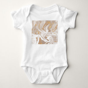 Body Para Bebé Mármol beige líquido, arte de oro.