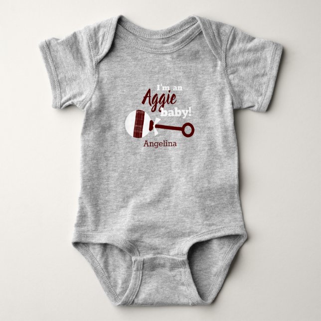 Body Para Bebé Maroon Plaid Rattle Aggie Baby Bodysuit (Anverso)