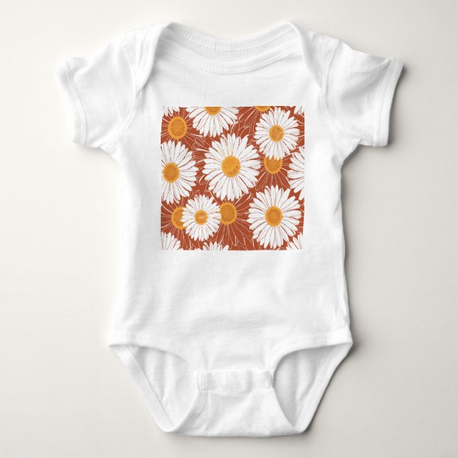 Body Para Bebé Marrón marrón: Patrón de flores sin foco (Anverso)