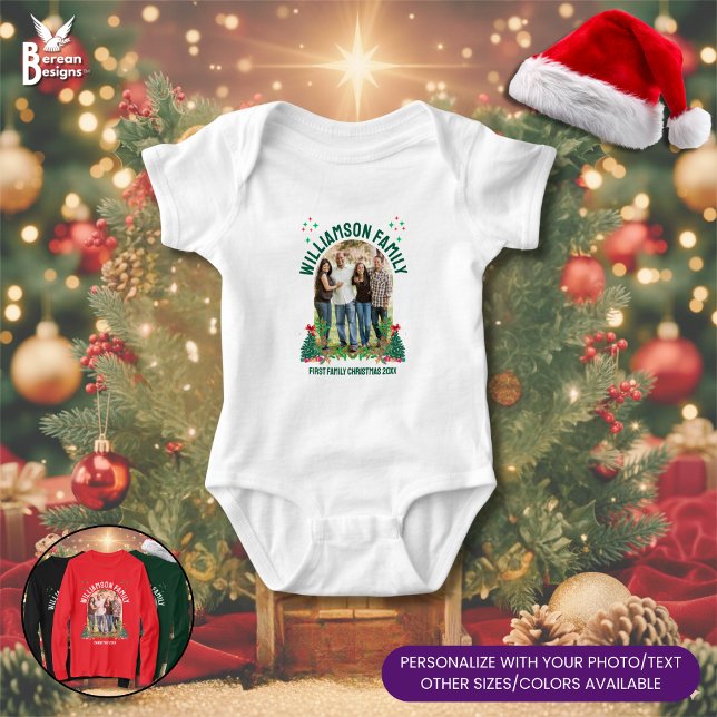 Body Para Bebé Matching CHRISTMAS FAMILY Photo Group (Christmas family reunion matching baby bodysuit w/ customizable photo and name)