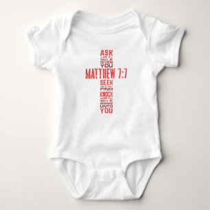 Body Para Bebé Mateo 7:7 Biblia Verse Cross Unisex