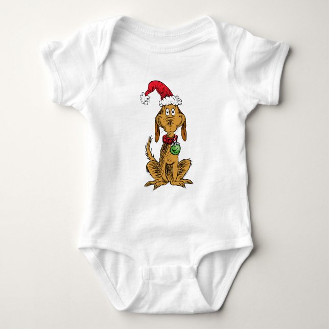 Body Para Bebé Max the Dog in Santa Hat (Anverso)