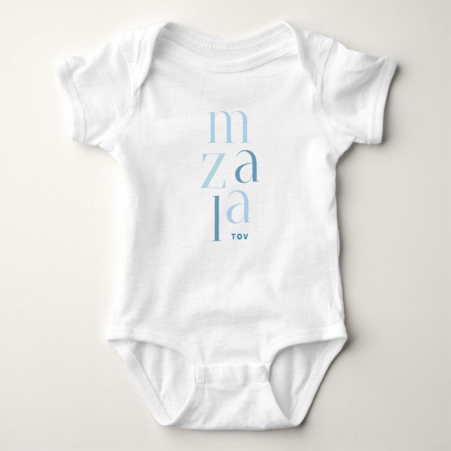 Body Para Bebé Mazel Tov felicitaciones Blue Hebrew (Anverso)