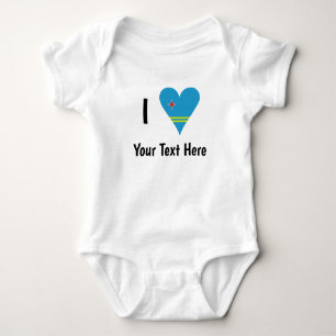 Body Para Bebé Me encanta (Aruba Heart Flag) Personalizado 