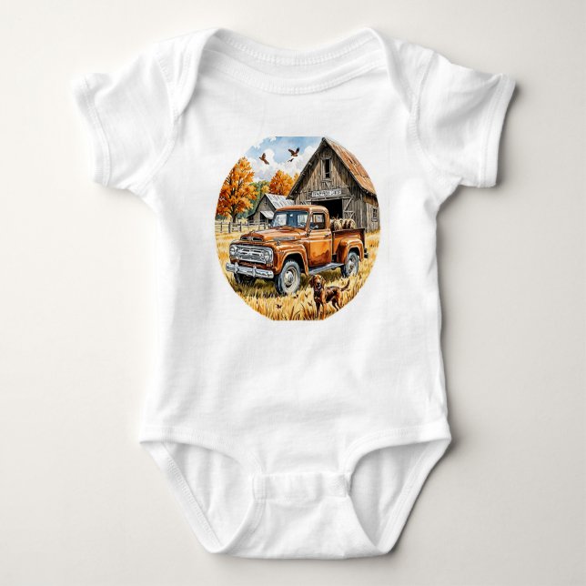 Body Para Bebé Me Encanta Cazar Con Papá, Cazar Caídas, Otoño, (Anverso)