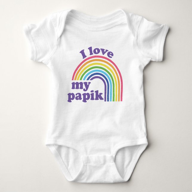 Body Para Bebé Me encanta mi papik - arcoiris lindo (Anverso)