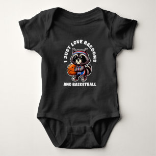 Body Para Bebé Me encantan los mapaches y el baloncesto