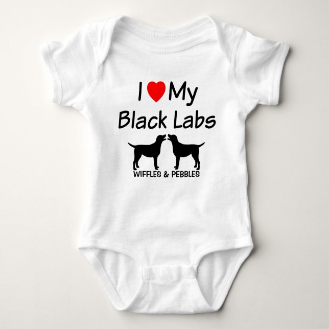 Body Para Bebé Me encantan mis dos Black Labs (Anverso)