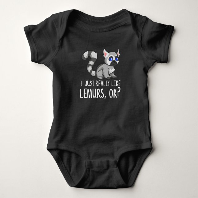 Body Para Bebé Me Gusta Realmente Lemurs, ¿De Acuerdo? Divertido  (Anverso)