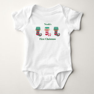 Body Para Bebé Medias de la primera Navidad del bebé
