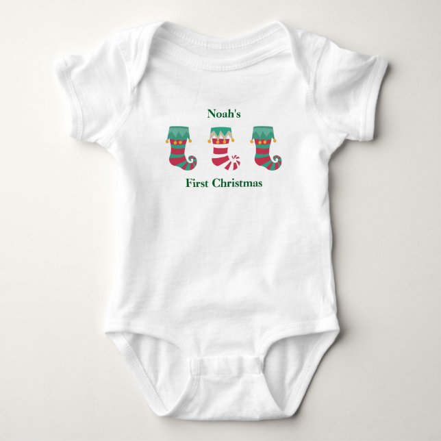 Body Para Bebé Medias de la primera Navidad del bebé (Anverso)