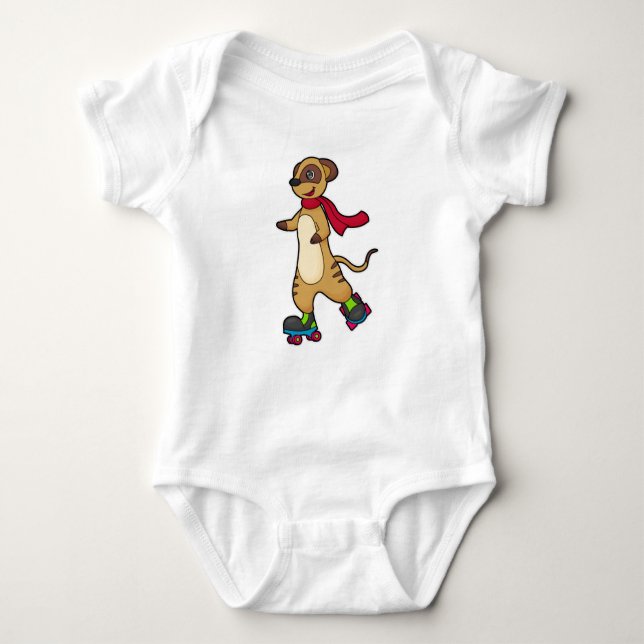 Body Para Bebé Meerkat como patinador con patines (Anverso)