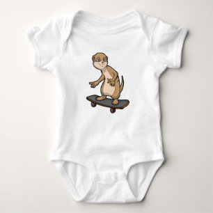 Body Para Bebé Meerkat como Skater con Skateboard