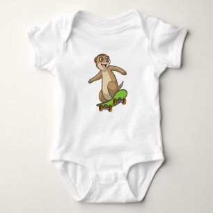Body Para Bebé Meerkat como Skater con Skateboard