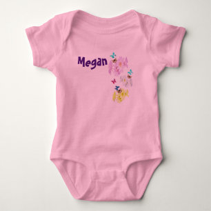 Body Para Bebé "Megan" Nombre Con Gatitos Y Flores, 