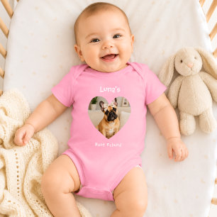Body Para Bebé Mejor amigo perro foto corazón rosa niña