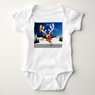 Body Para Bebé Meme Divertido de Navidad de Reno Espiando