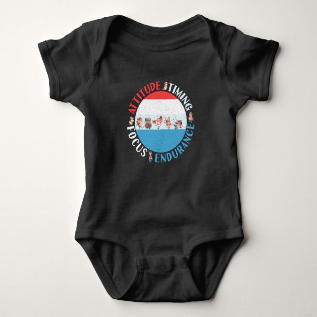 Body Para Bebé Mentalidad del jugador de béisbol - Azul blanco ro (Anverso)