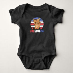 Body Para Bebé Meowica Funny Cat 4 De Julio Bandera Estadounidens