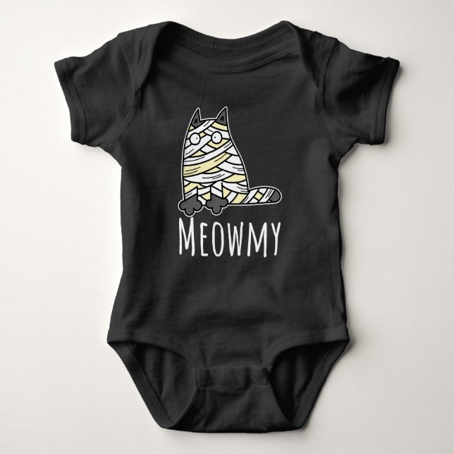 Body Para Bebé Meowmy Mummy Cat - Mascota divertida Halloween (Anverso)