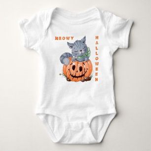 Body Para Bebé Meowy Jack o' Lantern Kitten Halloween
