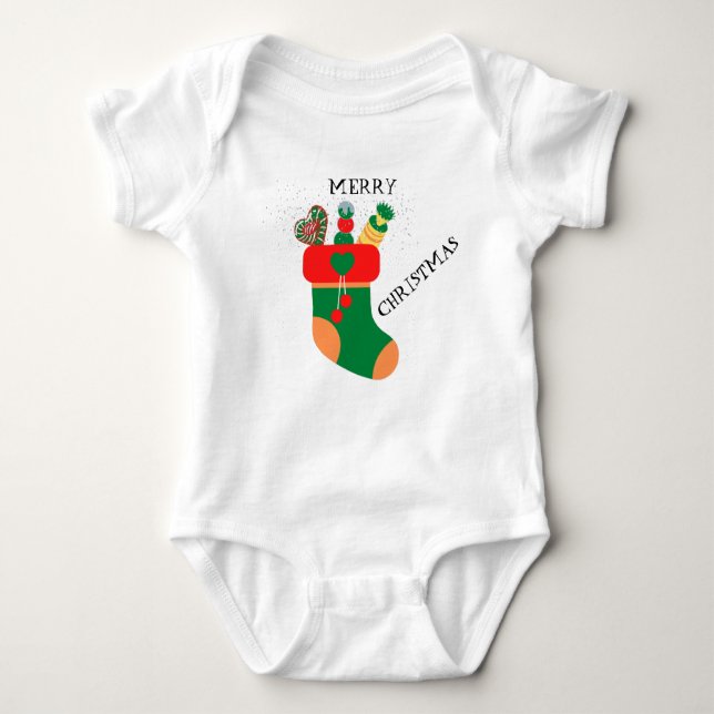 Body Para Bebé Merry Christmas Baby Bodysuit White (Anverso)