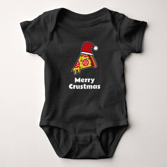 Body Para Bebé Merry Crustmas FUNNY PIZZA SLICE SANTA (Anverso)