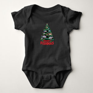 Body Para Bebé Merry Fishmas Christmas Tree Enfoca la pesca de pe