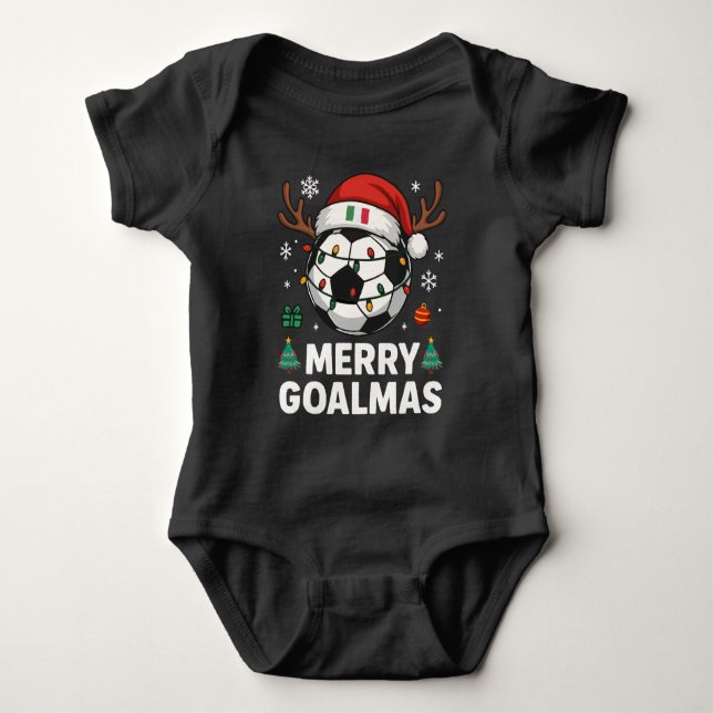 Body Para Bebé Merry Goalmas Italy - Funny Soccer Christmas (Anverso)