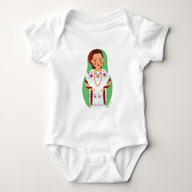 Body Para Bebé Mexicano, Yucatan Matryoshka Baby Bodysuit (Anverso)