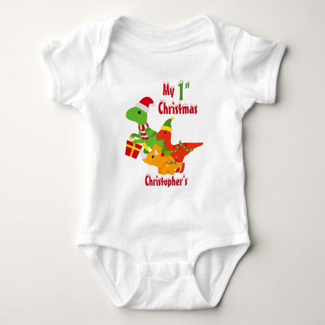 Body Para Bebé Mi 1er dinosaurio de Navidad T-Rex (Anverso)