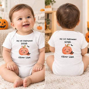 Body Para Bebé Mi 1er Halloween 2026 Calabaza Sonriente Bruja Nom