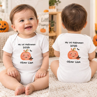 Body Para Bebé Mi 1er Halloween 2026 Calabaza Sonriente Bruja Nom