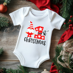 Body Para Bebé Mi 1er Navidad Gnomo Lindo Santa Moderno