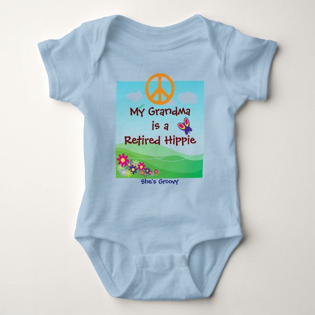 Body Para Bebé Mi abuela es una vestimenta hippie para bebés reti (Anverso)