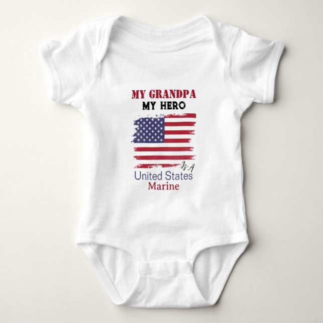 Body Para Bebé Mi abuelo mi héroe es un marine estadounidense (Anverso)