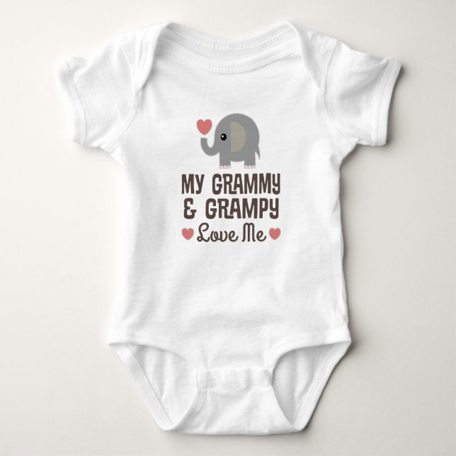Body Para Bebé Mi Grammy y Grampy me aman como elefante (Anverso)