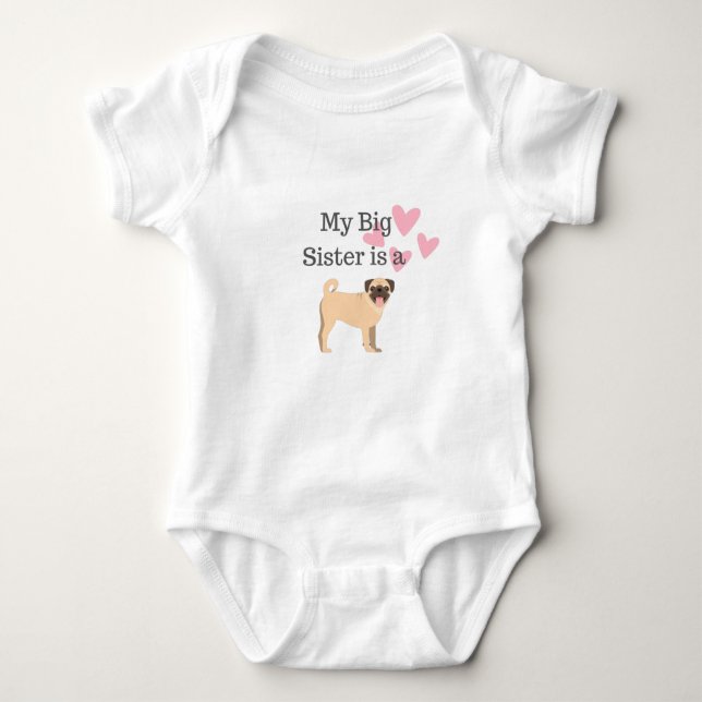 Body Para Bebé Mi hermana mayor es una camiseta Pug Baby (Anverso)
