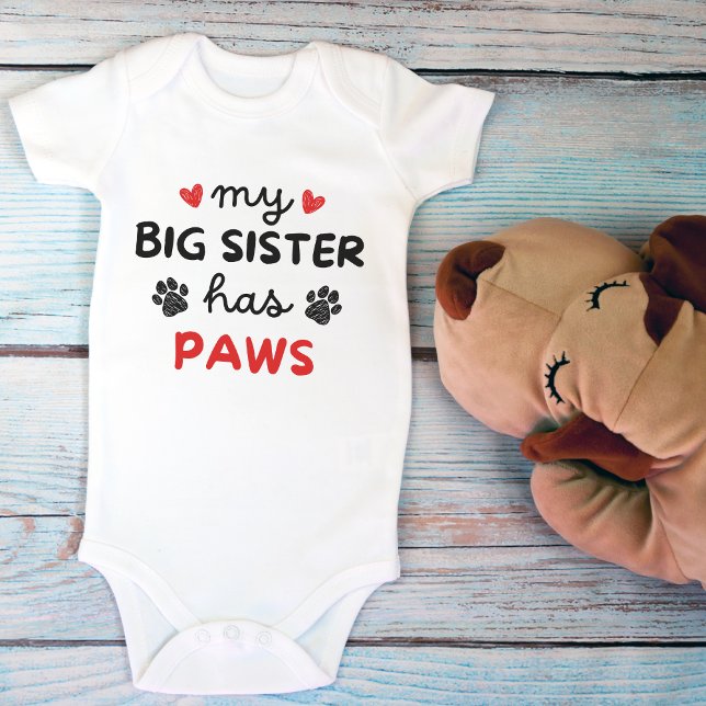 Body Para Bebé Mi hermana mayor tiene pájaros adoradores de masco (My Big Sister Has Paws Cute Pet Lovers Baby Bodysuit)