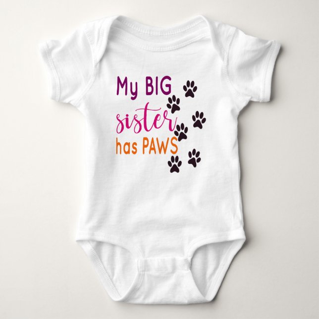 Body Para Bebé Mi Hermana Mayor Tiene Paws - Cuidados (Anverso)