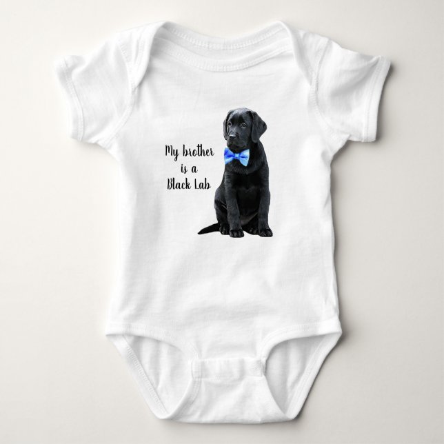 Body Para Bebé Mi hermano es Laboratorio Negro - Labrador Negro R (Anverso)