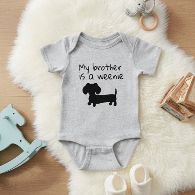 Body Para Bebé Mi Hermano es un Bebé Perro Salchicha - Regalo de  (My Brother is a Weenie Dachshund baby one piece outfit - great for baby showers and new mom gifts)