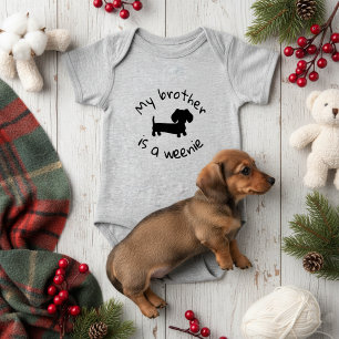 Body Para Bebé Mi Hermano es un Cobarde - Regalo de Perro Wiener 