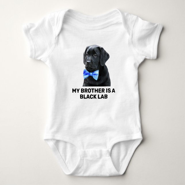 Body Para Bebé Mi hermano es un labrador negro (Anverso)