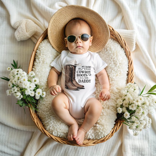 Body Para Bebé Mi héroe usa botas de vaquero (Subido por el creador)