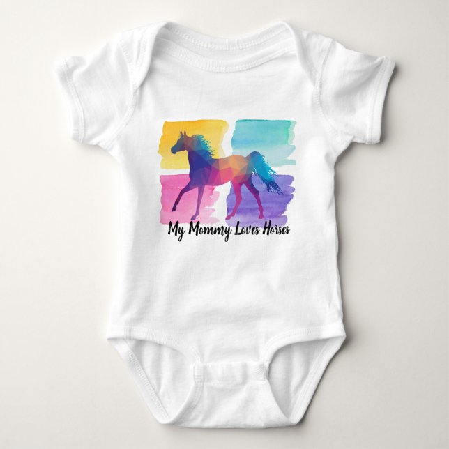 Body Para Bebé Mi mamá ama a los caballos Baby Bodysuit (Anverso)