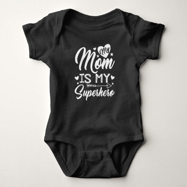 Body Para Bebé Mi mamá es mi camiseta de superhéroe para mi madre (Anverso)
